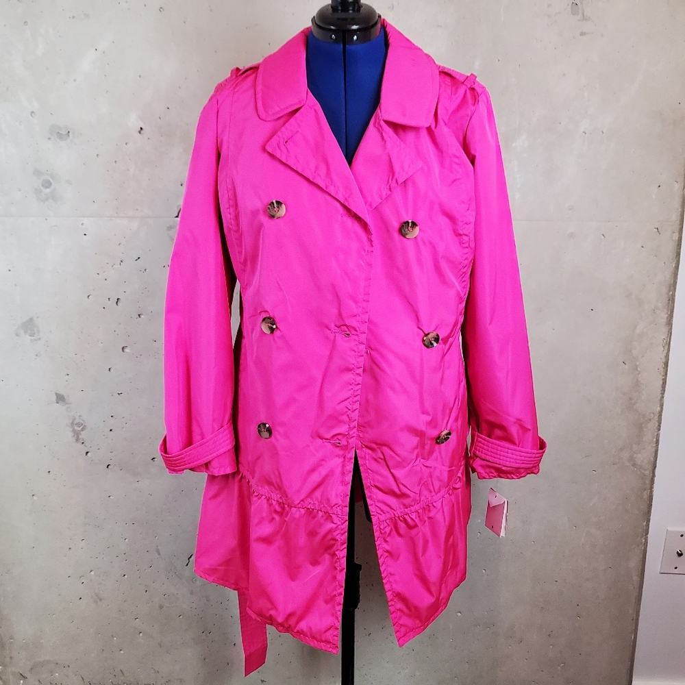 Kate Spade hot pink rain coat trench size XL - Picture 11 of 16